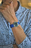 Braided Nylon Perlon Watch Strap Blue Blue PVD Buckle Long By DaLuca Straps.