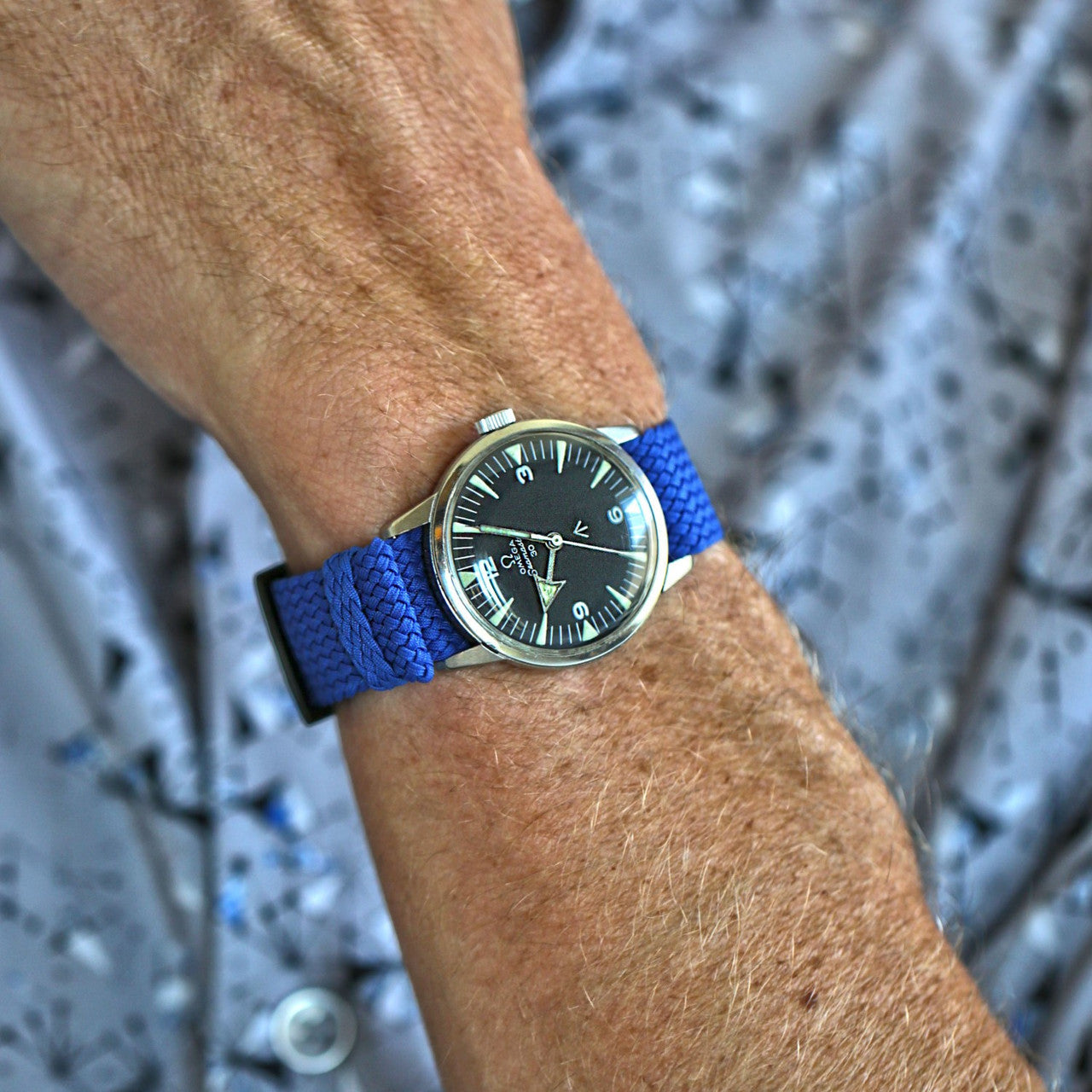 Blue Perlon Strap PVD By DaLuca Straps.