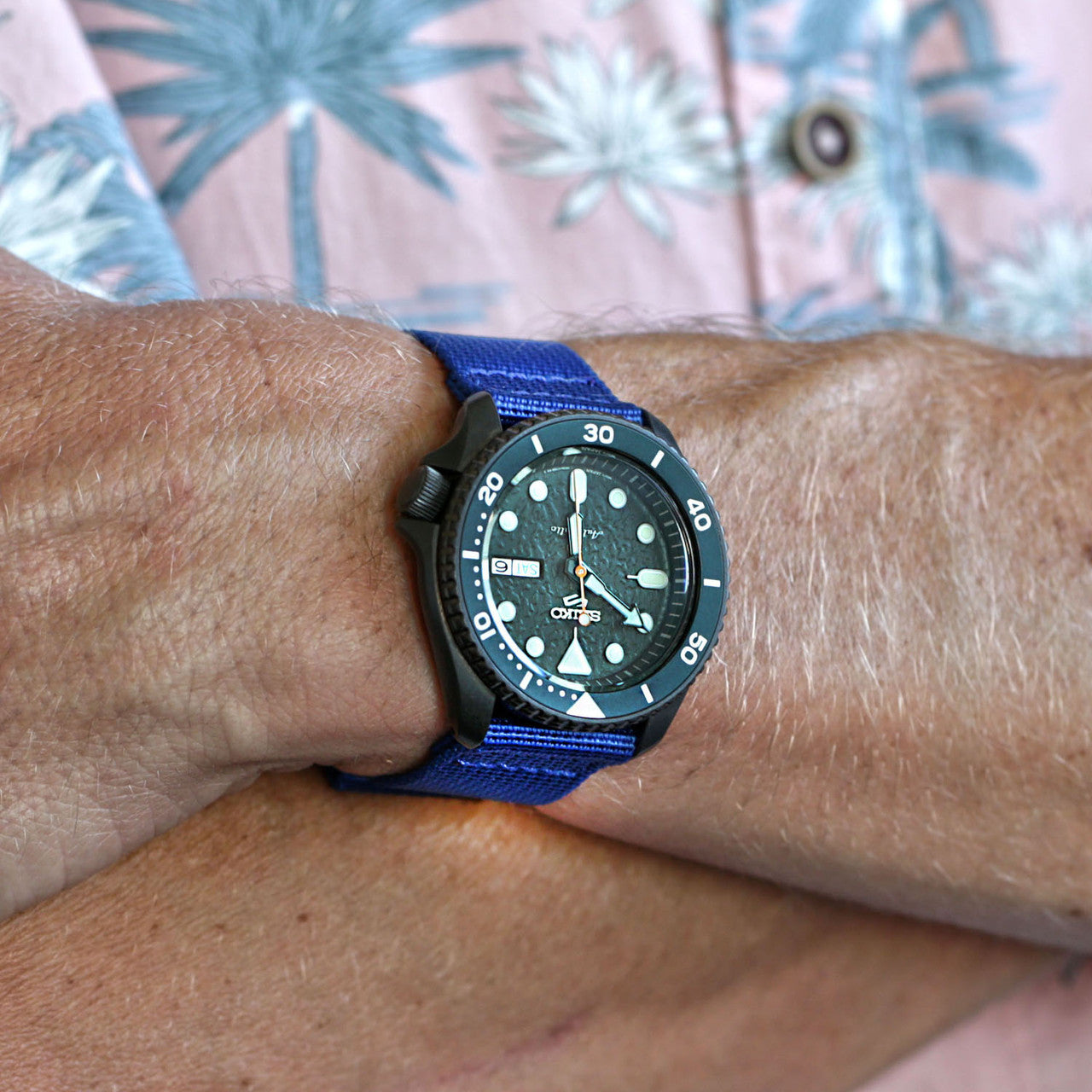 Blue Two Piece Ballistic Nylon Military Strap PVD By DaLuca Straps.