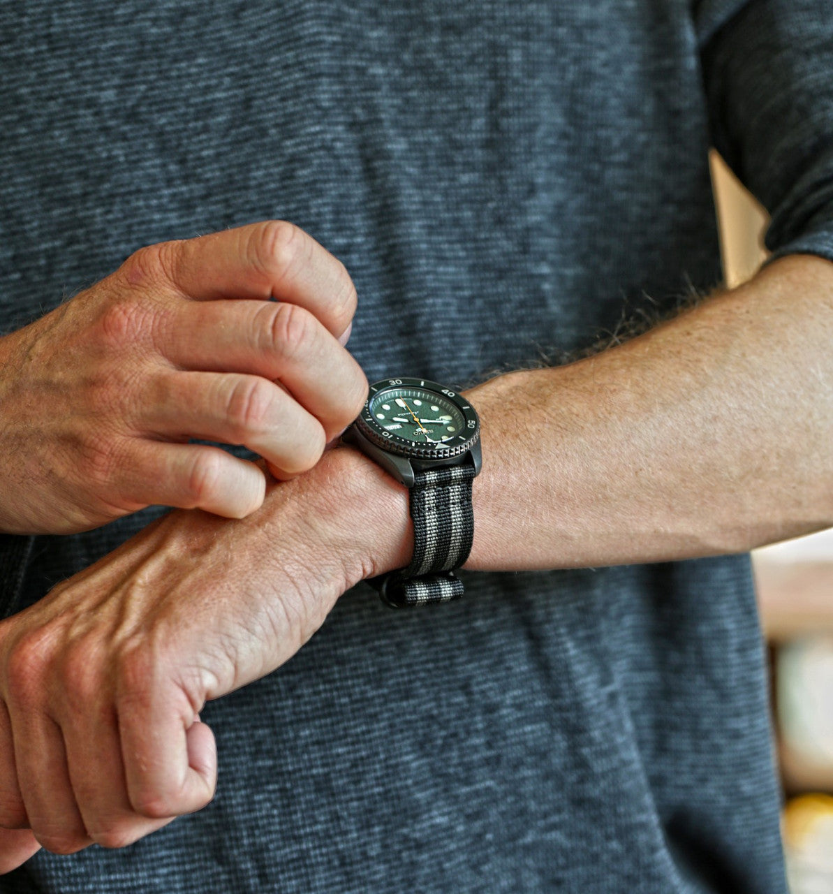 Bond Two Piece Ballistic Nylon Military Strap PVD Lifestyle By DaLuca Straps.
