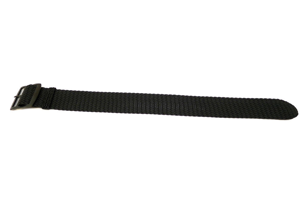 Gorgeous View Of A Braided Nylon Perlon Watch Strap Black PVD Buckle By DaLuca Straps.