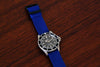 A Braided Nylon Perlon Watch Strap Blue Blue PVD Buckle Long By DaLuca Straps.