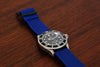 Braided Nylon Perlon Watch Strap Blue Blue PVD Buckle Long By DaLuca Straps.