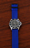 Braided Nylon Perlon Watch Strap Blue Blue PVD Buckle Long By DaLuca Straps.