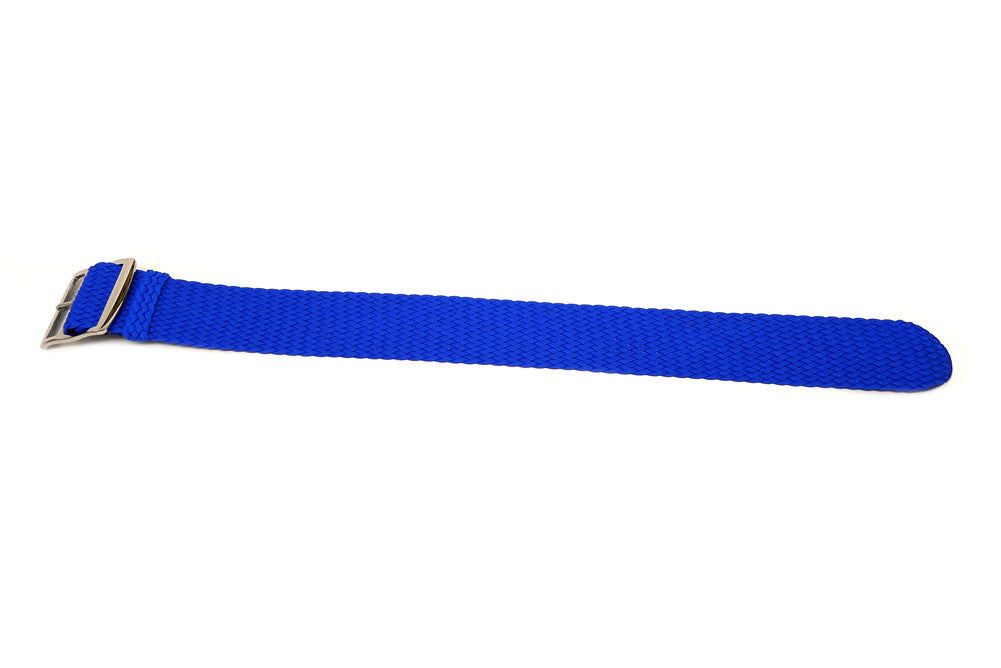 Braided Nylon Perlon Watch Strap Blue Polished Buckle Main By DaLuca Straps.