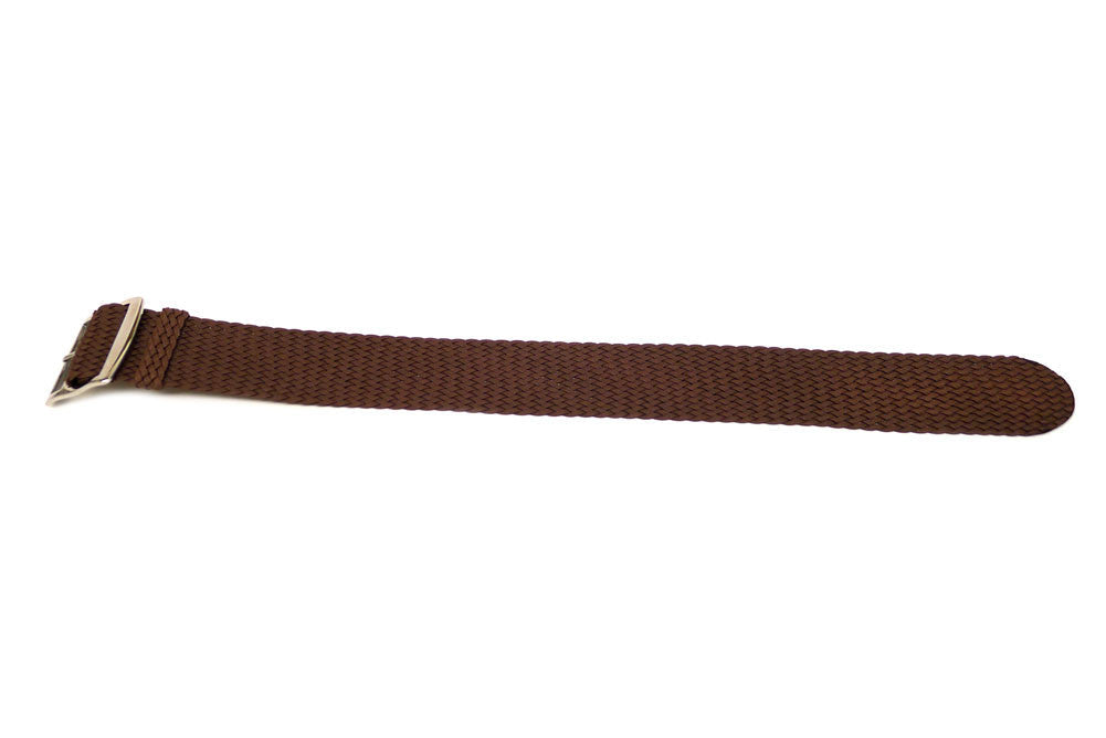 Braided Nylon Perlon Watch Strap Brown Polished Buckle Main By DaLuca Straps.