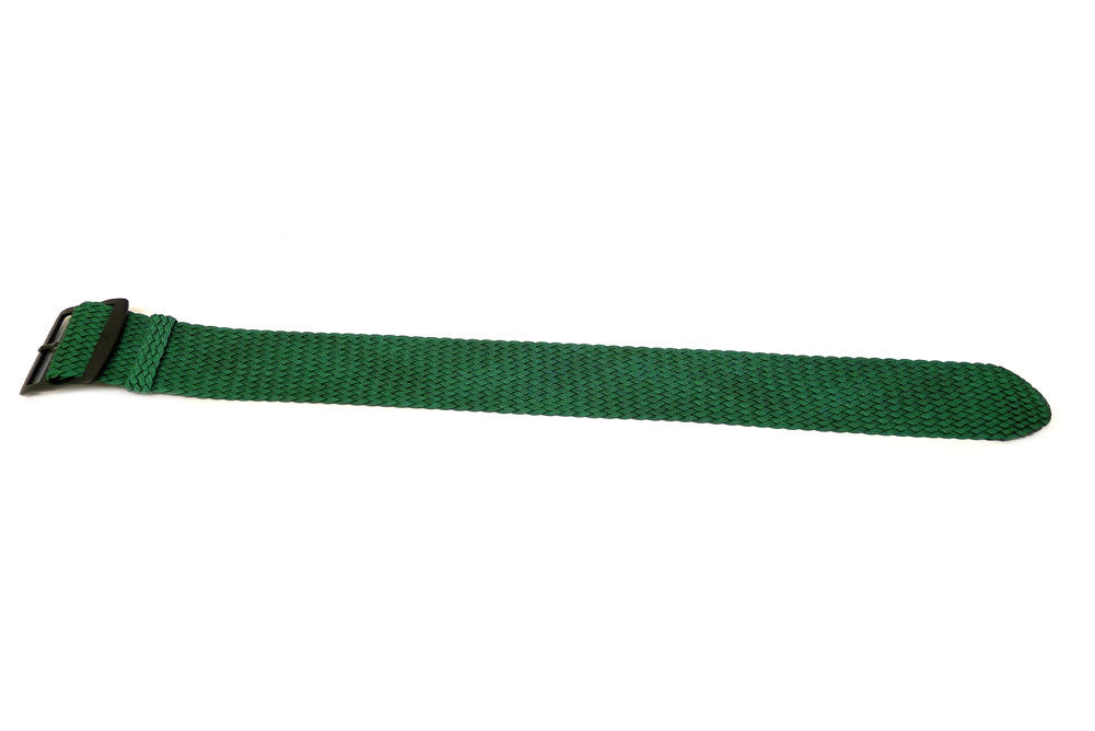 Braided Nylon Perlon Watch Strap Green PVD Buckle By DaLuca Straps.