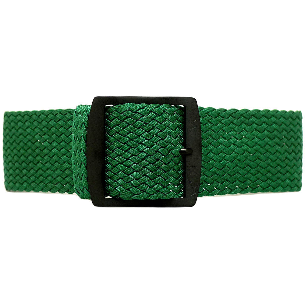 Braided Nylon Perlon Watch Strap Green PVD Buckle By DaLuca Straps.
