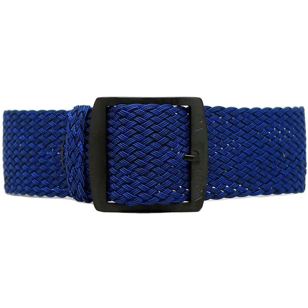 Braided Nylon Perlon Watch Strap Navy Blue PVD Buckle Main By DaLuca Straps.