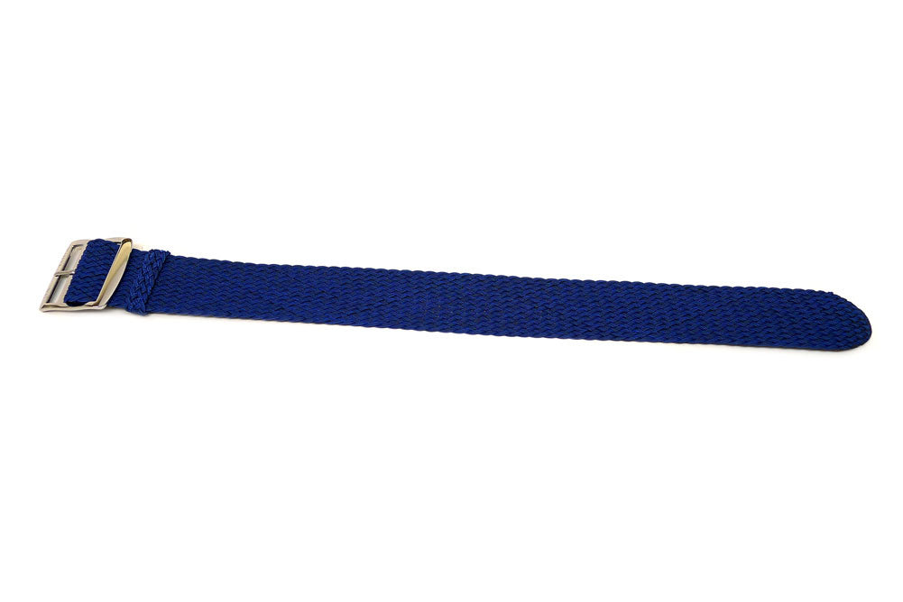 Braided Nylon Perlon Watch Strap Navy Polished Buckle Main By DaLuca Straps.