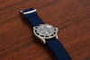 Braided Nylon Perlon Watch Strap Navy Polished Buckle Main By DaLuca Straps.
