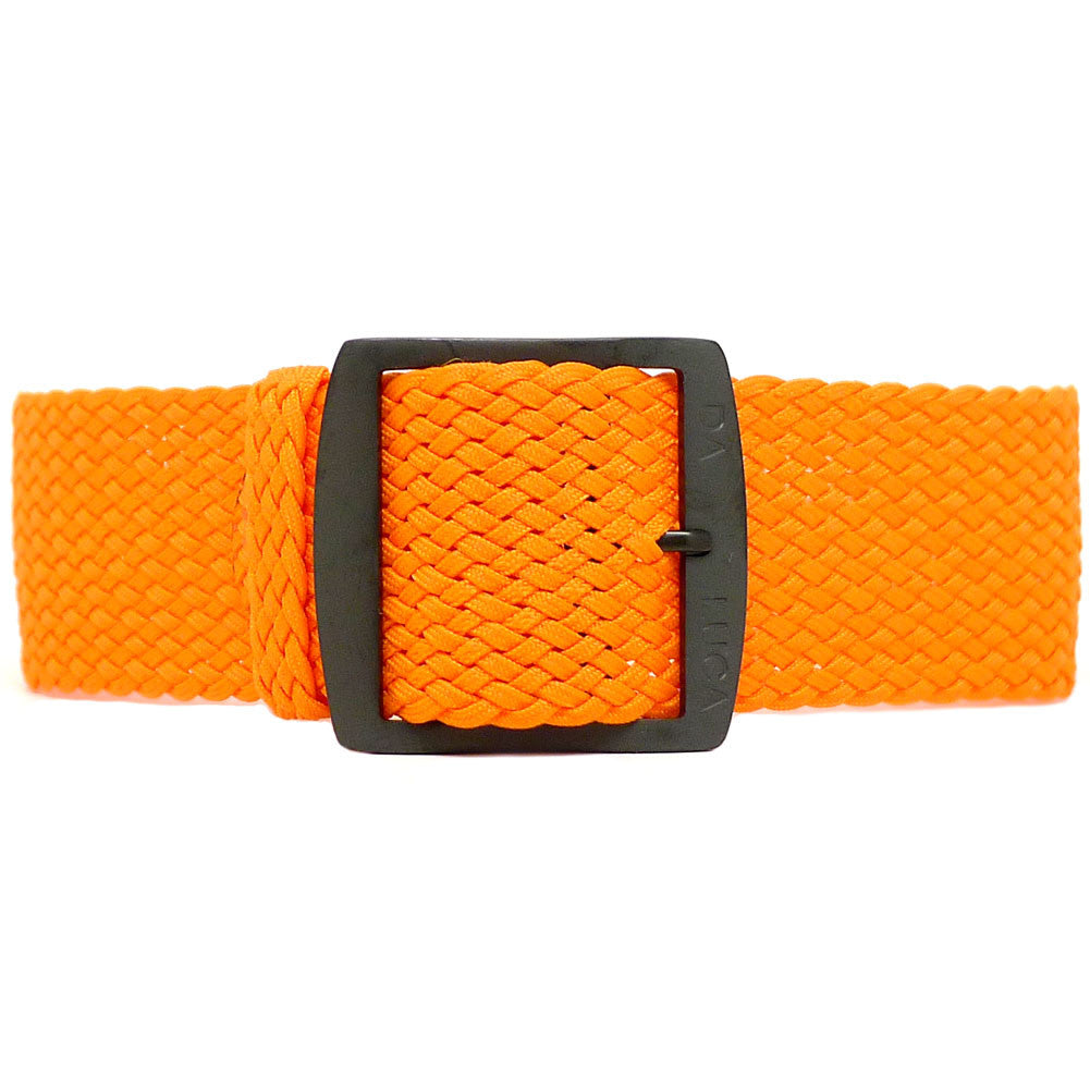 Braided Nylon Perlon Watch Strap Orange PVD Buckle By DaLuca Straps.