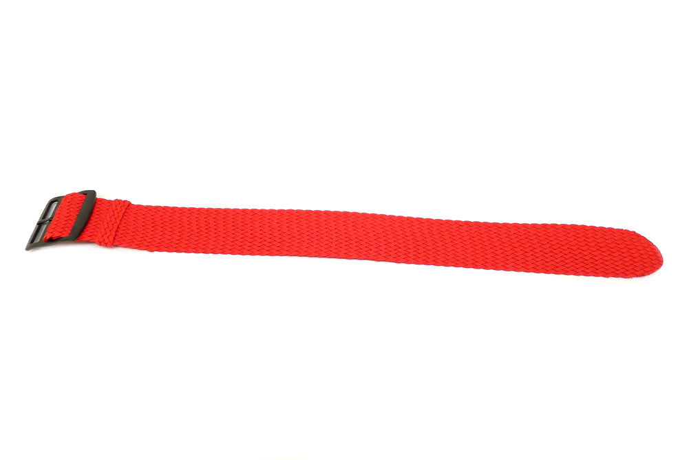 Braided Nylon Perlon Watch Strap Red PVD Buckle By DaLuca Straps.