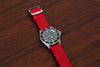 Braided Nylon Perlon Watch Strap Red Polished Buckle Main By DaLuca Straps.