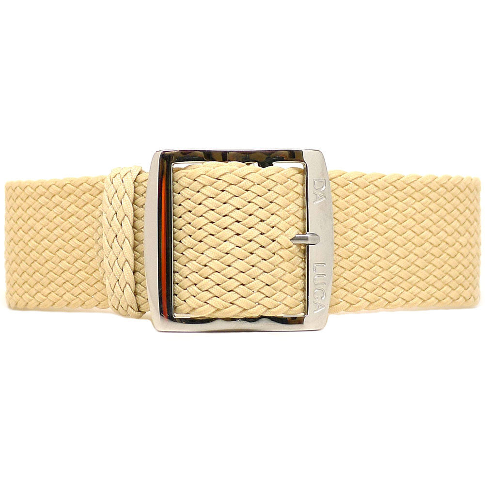 Braided Nylon Perlon Watch Strap Sand Polished Buckle Main By DaLuca Straps.