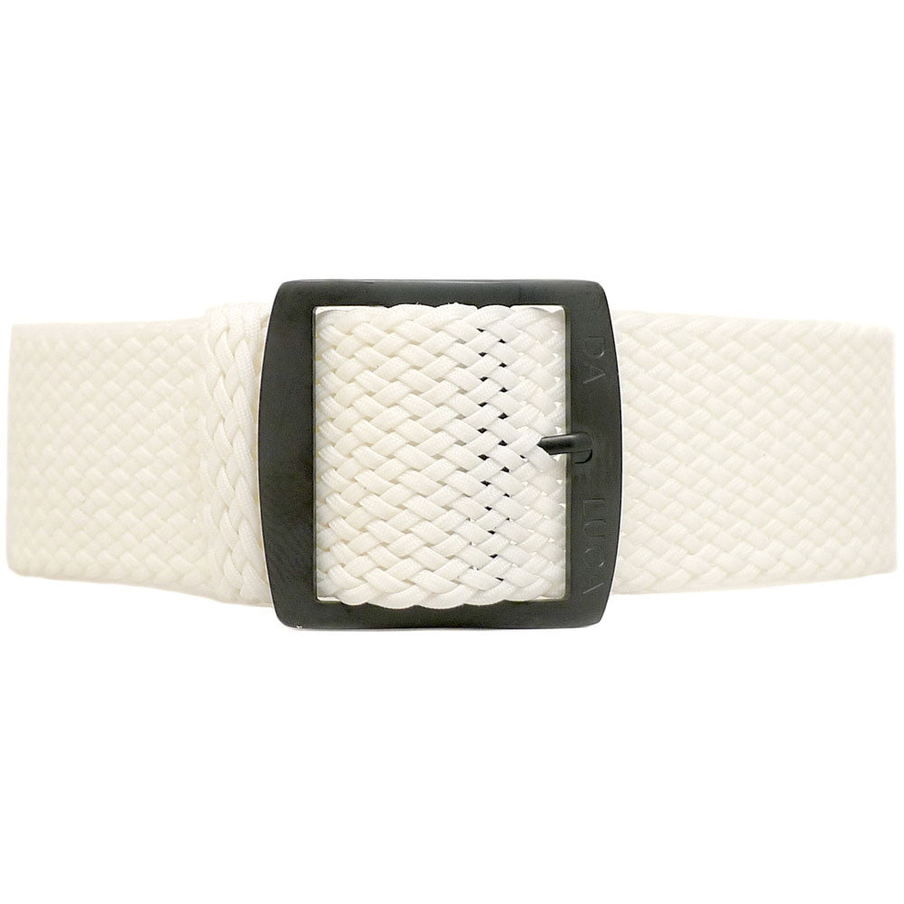 Braided Nylon Perlon Watch Strap White PVD Buckle By DaLuca Straps.