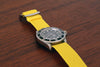 Braided Nylon Perlon Watch Strap Yellow Polished Buckle Main By DaLuca Straps.