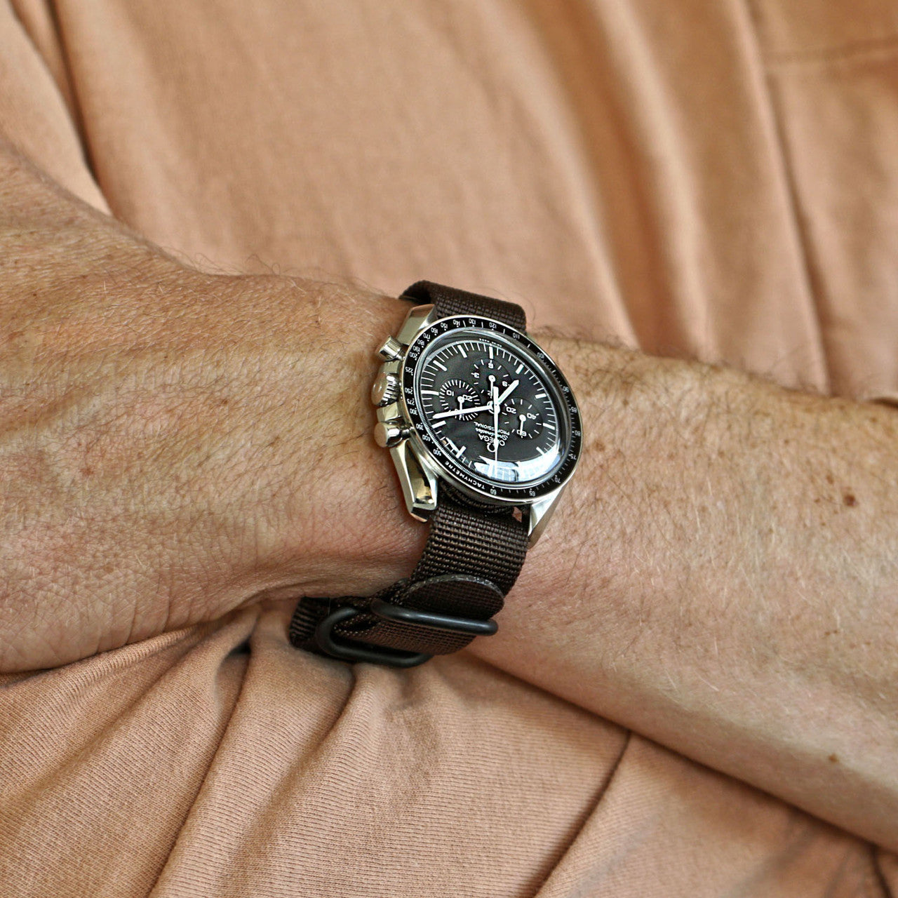 Single Piece Brown Ballistic Nylon Military Strap PVD Main By DaLuca Straps.