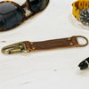Close View Of Our Keychain Made From Genuine Horween Brown Chromexcel Leather and Antique Brass Hardware by DaLuca Straps.