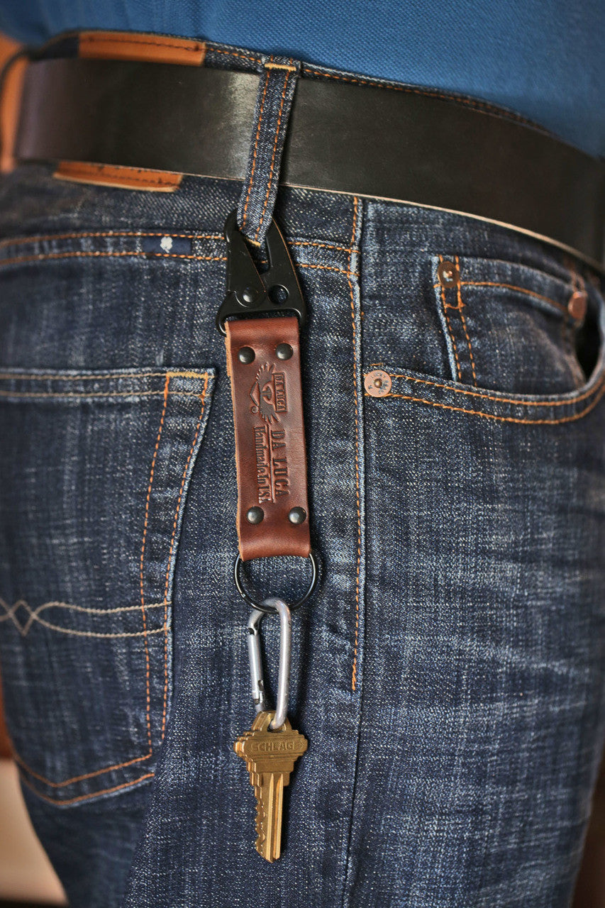 Keychain From Genuine Horween Brown Chromexcel Leather and PVD Hardware by DaLuca Straps.