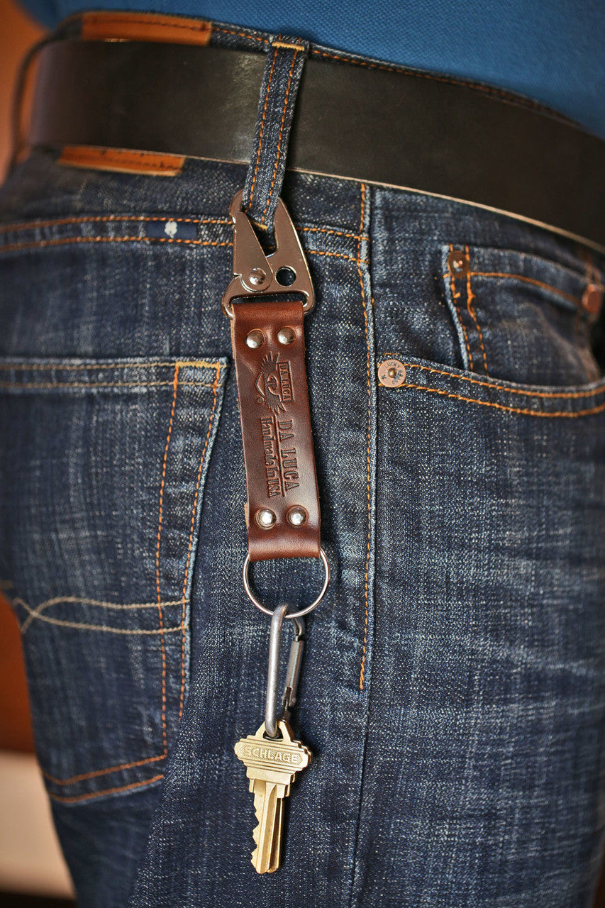 Keychain From Genuine Horween Brown Chromexcel Leather and Polished Hardware by DaLuca Straps.