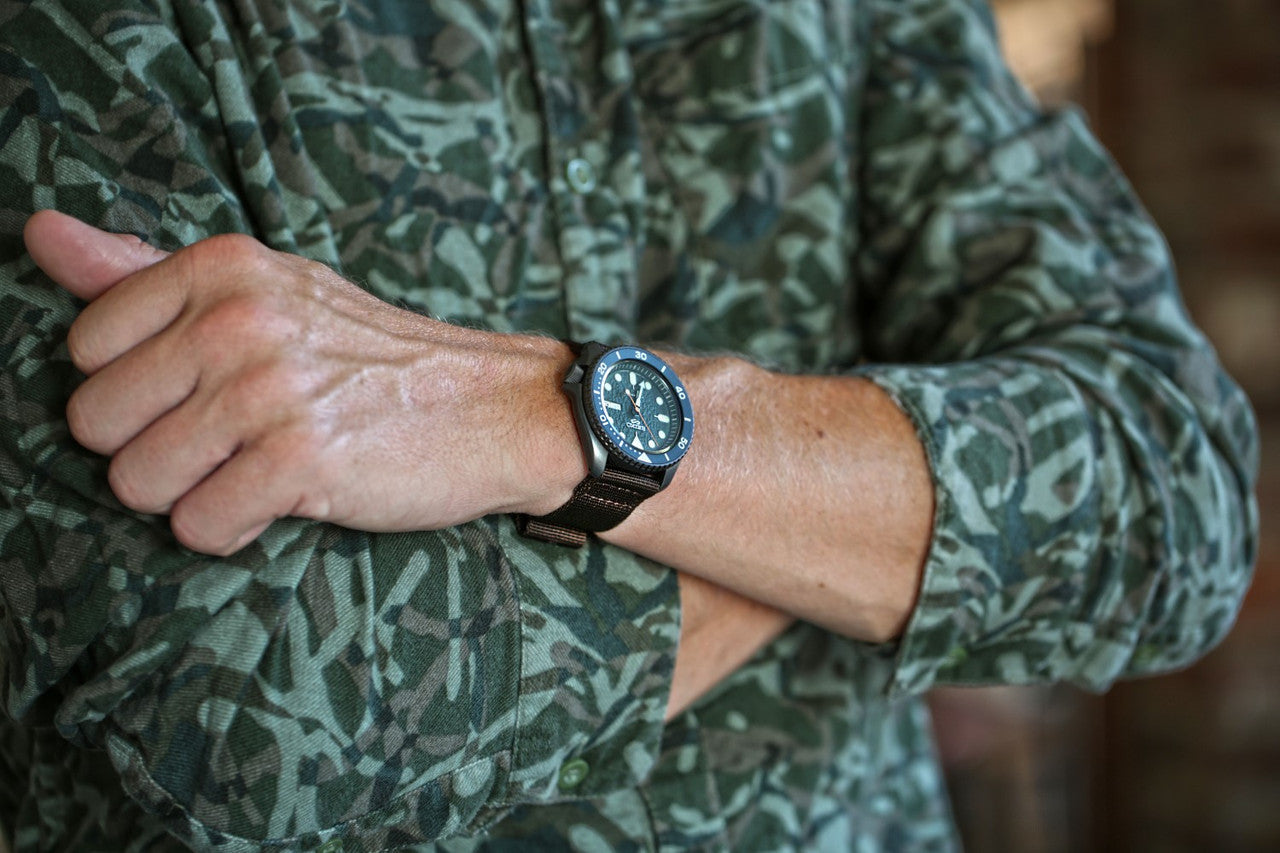 Two Piece Ballistic Nylon Watch Strap Brown PVD By DaLuca Straps.