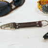 Close View Of Our Keychain Made From Genuine Horween Color 8 Shell Cordovan Leather and Polished Hardware by DaLuca Straps.