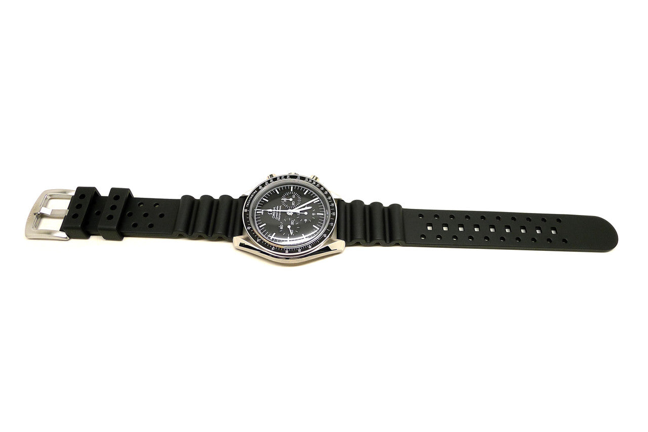 Cousteau Rubber FKM Watch Strap In Black By DaLuca Straps.
