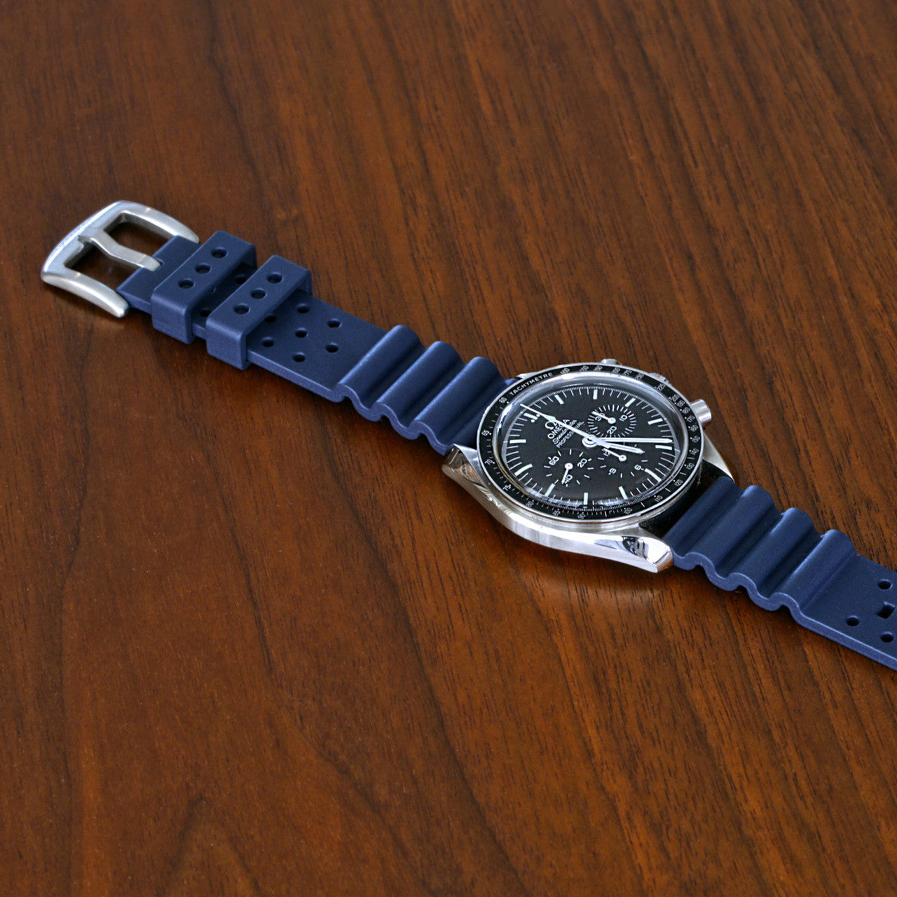 Lifestyle Of A Cousteau Rubber FKM Watch Strap In Blue By DaLuca Straps.