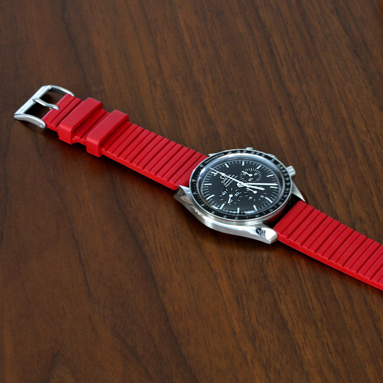 Lifestyle Of Racer Rubber FKM Watch Strap In Red by DaLuca Straps.
