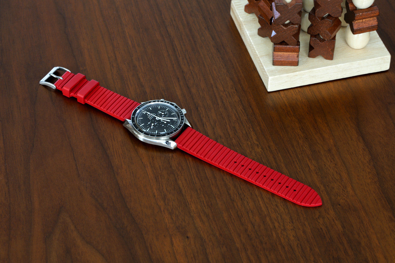 Racer Rubber FKM Watch Strap In Red by DaLuca Straps.