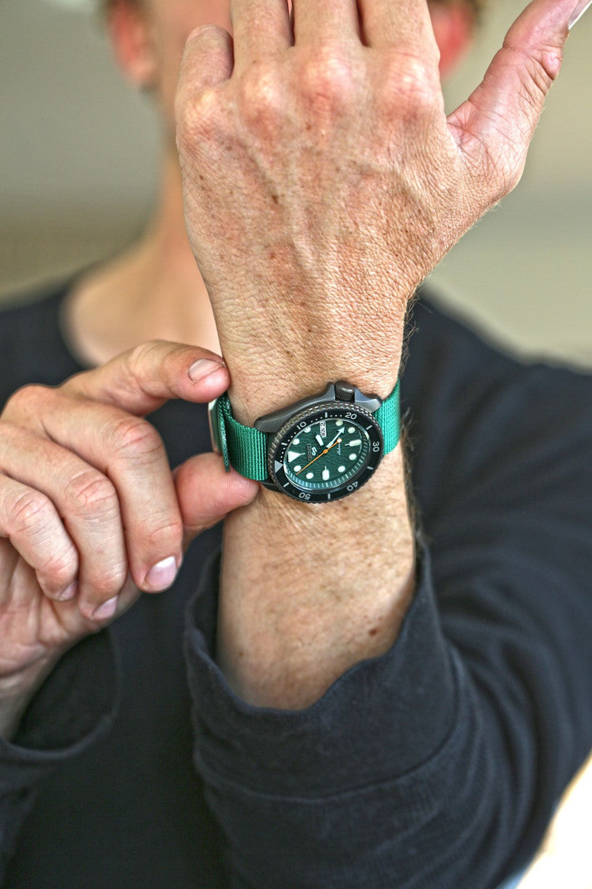 Single Piece Green Ballistic Nylon Military Strap Matte By DaLuca Straps.