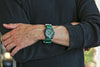 Green Ballistic Nylon Military Watch Strap With A Matte Silver Buckle By DaLuca Straps.