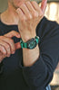 Green Ballistic Nylon Military Watch Strap With A Matte Silver Buckle By DaLuca Straps.