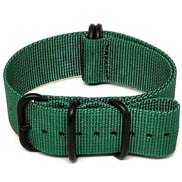 Green Ballistic Nylon Military Watch Strap With A PVD Buckle By DaLuca Straps.