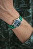 Braided Nylon Perlon Watch Strap Green PVD Buckle By DaLuca Straps.