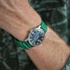 Braided Nylon Perlon Watch Strap Green PVD Buckle By DaLuca Straps.