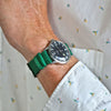 Braided Nylon Perlon Watch Strap Green Polished Buckle Main By DaLuca Straps.