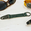 Close View Of Our Keychain Made From Genuine Horween Green Shell Cordovan Leather and PVD Hardware by DaLuca Straps.