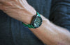 Two Piece Ballistic Nylon Watch Band Green PVD By DaLuca Straps.