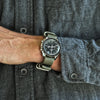 Grey Ballistic Nylon Military Watch Strap With A Matte Silver Buckle By DaLuca Straps.
