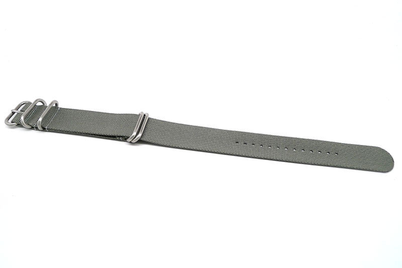 Grey Ballistic Nylon Military Watch Strap With A Matte Silver Buckle By DaLuca Straps.