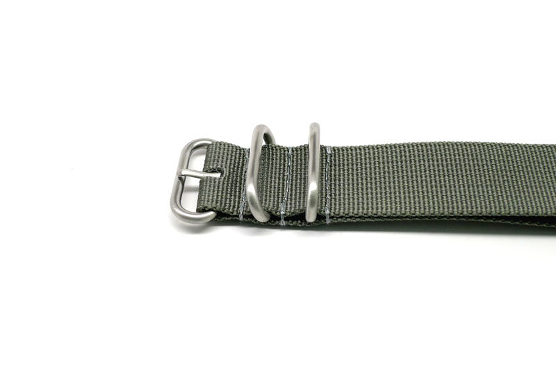 Grey Ballistic Nylon Military Watch Strap With A Matte Silver Buckle By DaLuca Straps.