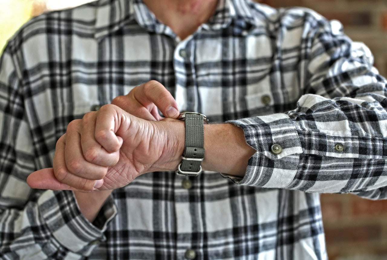 Grey Two Piece Ballistic Nylon Military Band Matte By DaLuca Straps.