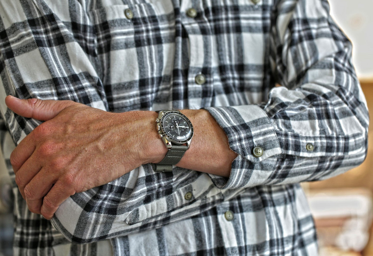 Grey Two Piece Ballistic Nylon Military Band Matte By DaLuca Straps.