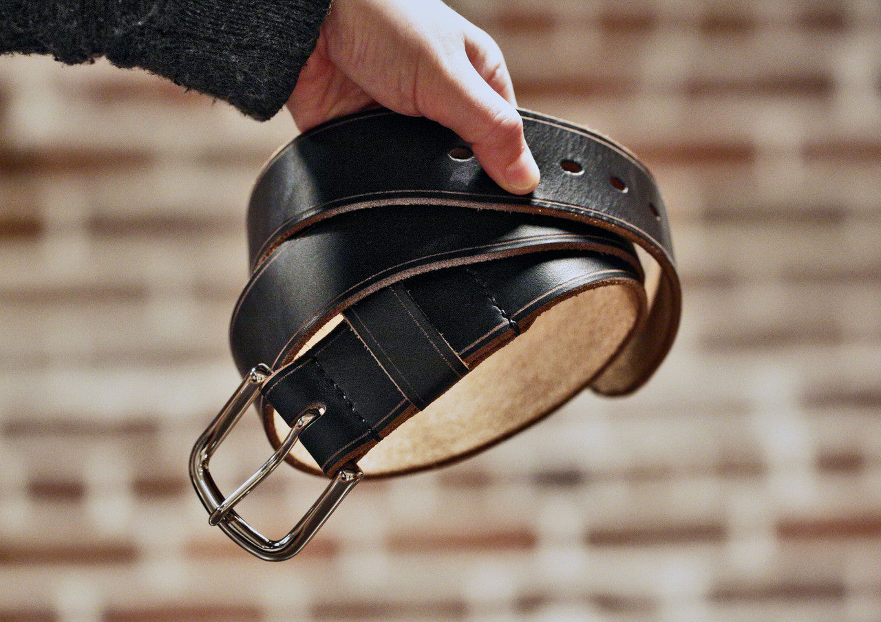 Stunning Genuine Horween Black Chromexcel Leather Belt That Is Handmade In USA by DaLuca Straps.