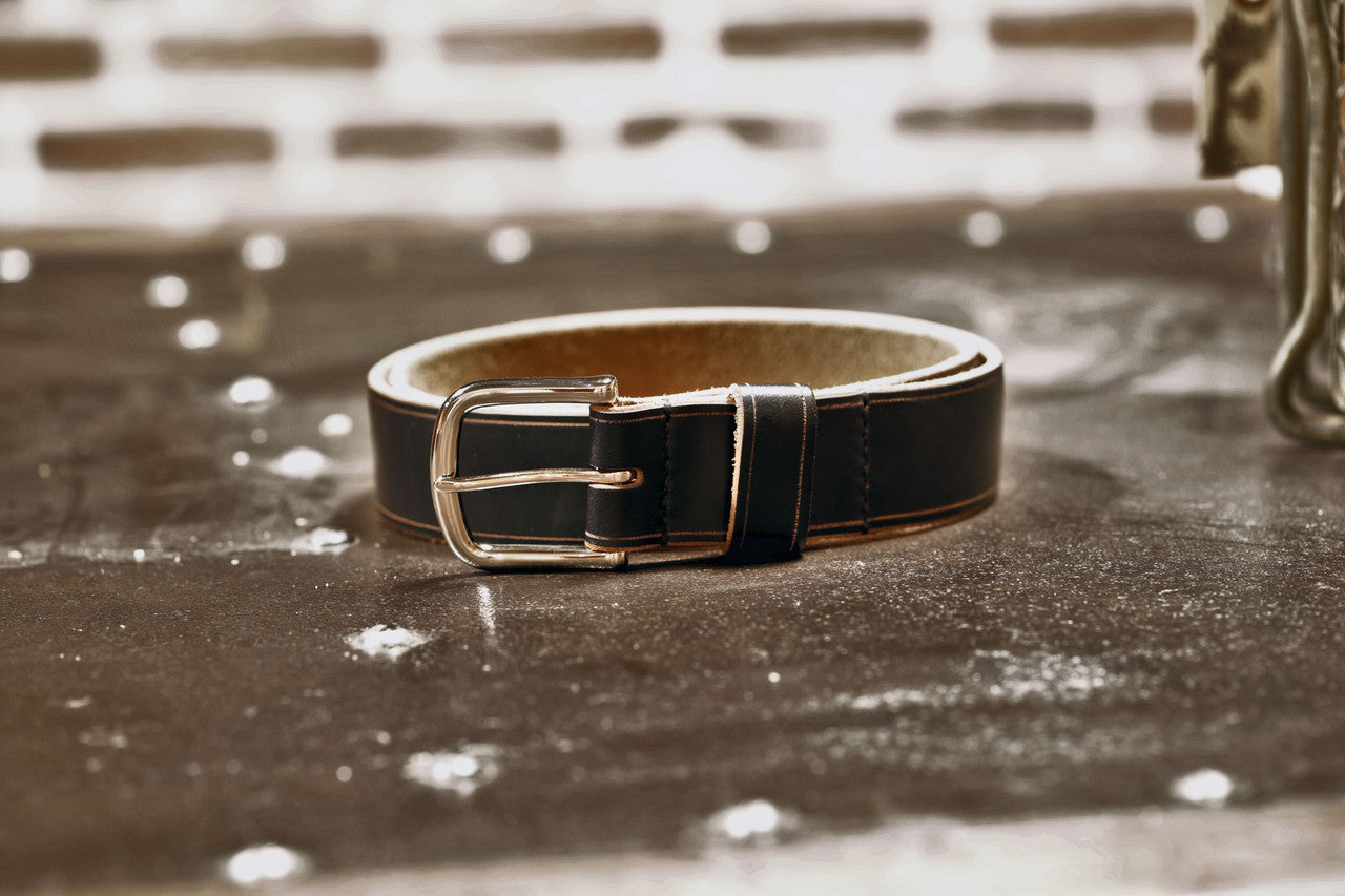 Our Genuine Horween Black Chromexcel Leather Belt That Is Handmade In USA by DaLuca Straps.