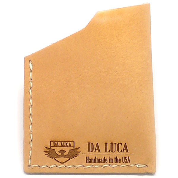 Back Of A Handmade Angle Wallet Made From Genuine Horween Natural Essex Leather by DaLuca Straps.