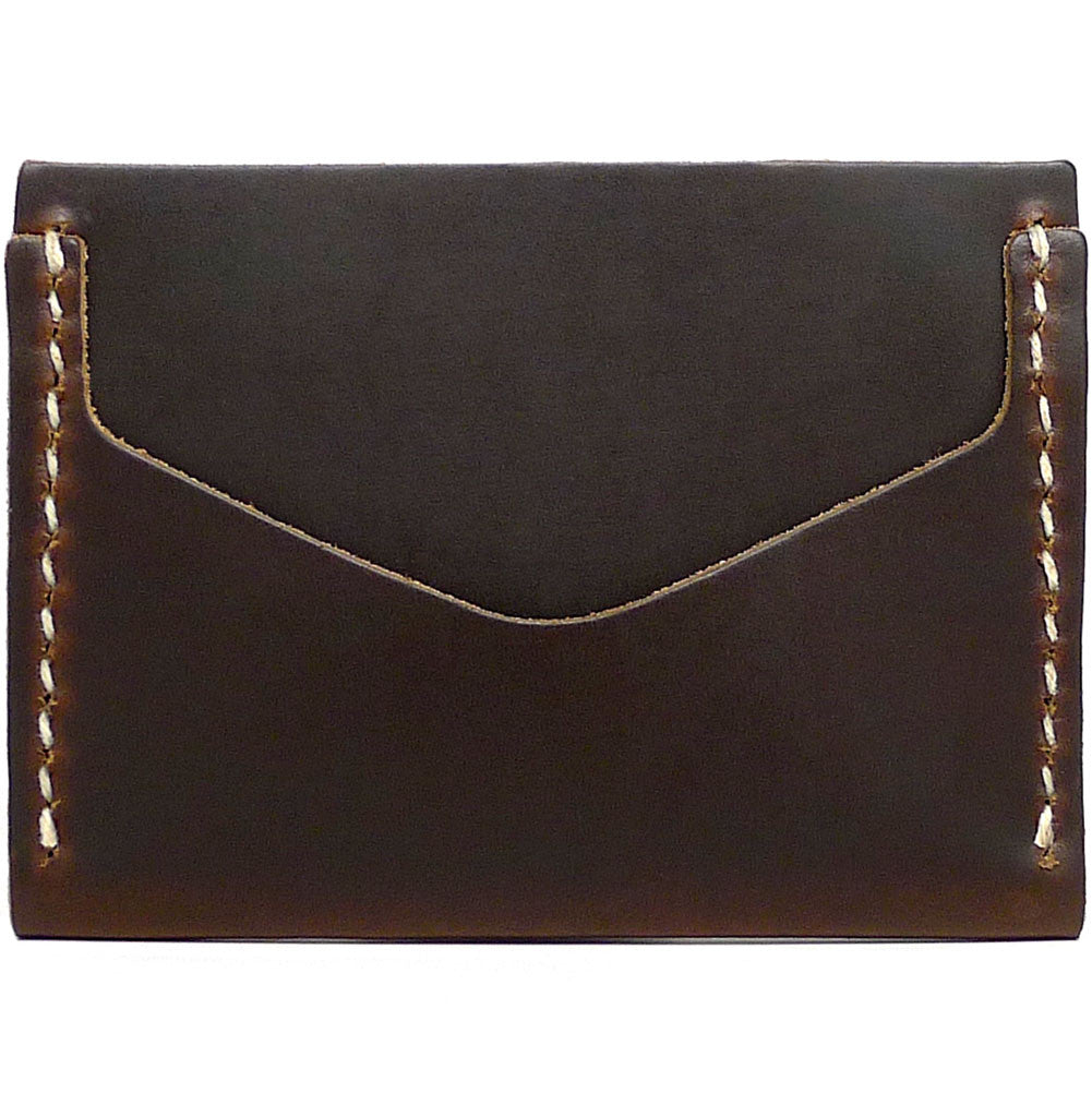Back Of A Horizontal Card Wallet Made From Horween Brown Chromexcel Leather by DaLuca Straps.