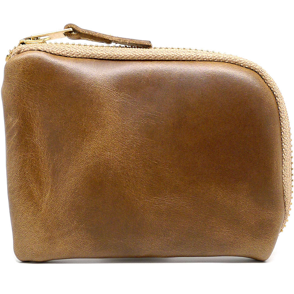 Our Handmade Zip Wallet Made From Horween Natural Chromexcel Leather with a Khaki Zipper DaLuca Straps.